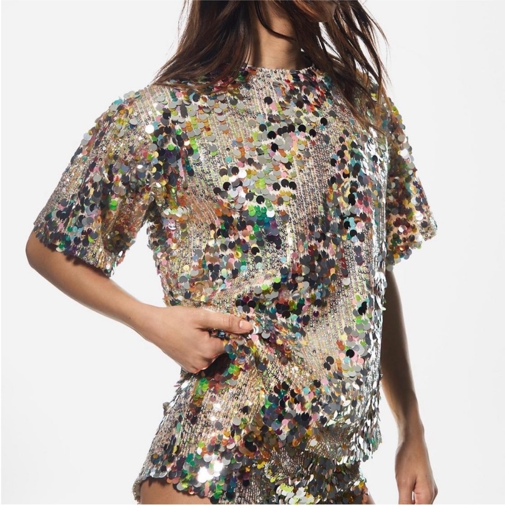Nasty Gal Matching Set Multi Sequin Oversize Top Hot Short